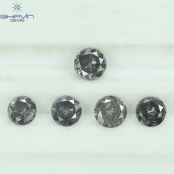 1.14 CT/5 Pcs Round Shape Natural Loose Diamond Salt And pepper Color I3 Clarity (3.93 MM)