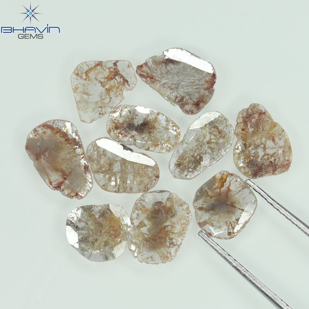 3.81 CT/10 Pcs Slice Shape Natural Loose Diamond Brown Color I3 Clarity (9.41 MM)