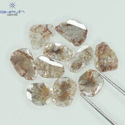 3.81 CT/10 Pcs Slice Shape Natural Loose Diamond Brown Color I3 Clarity (9.41 MM)