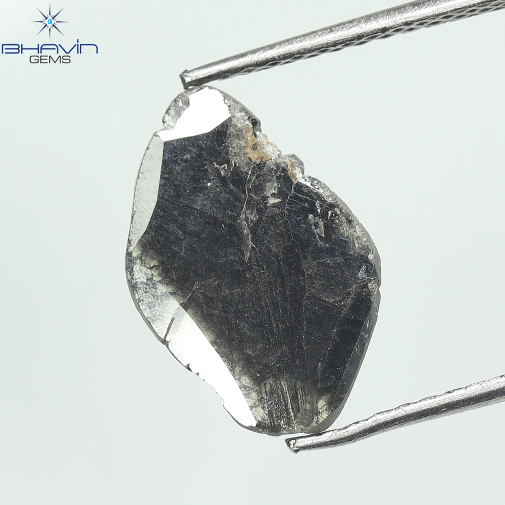 1.14 CT Slice Shape Natural Diamond Salt And Pepper Color I3 Clarity (13.00 MM)