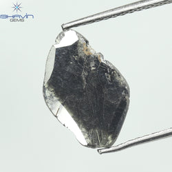 1.14 CT Slice Shape Natural Diamond Salt And Pepper Color I3 Clarity (13.00 MM)