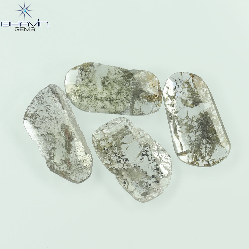 2.43 CT/4 Pcs Slice Shape Natural Diamond Salt And Pepper Color I3 Clarity (11.80 MM)