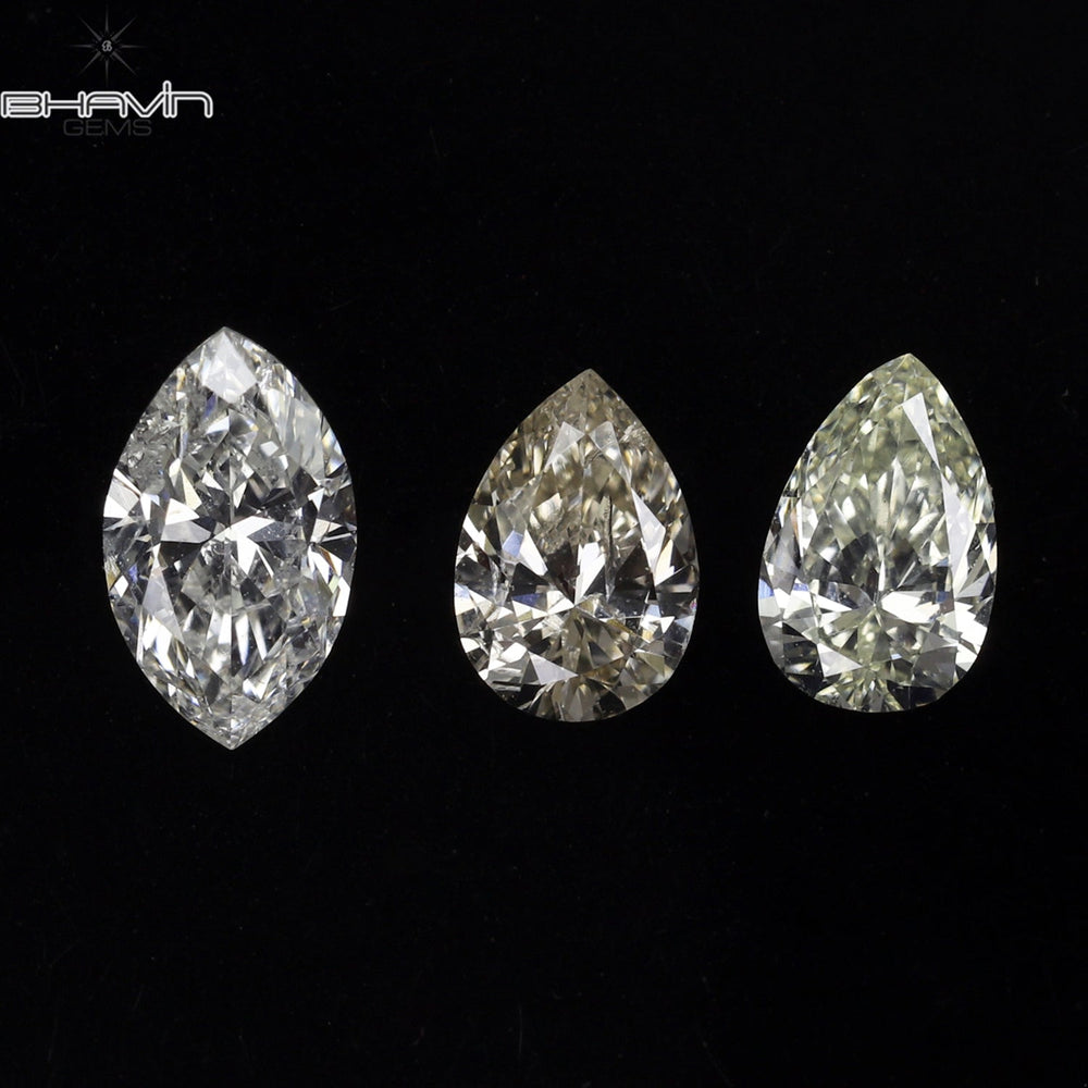 0.51 CT/3 Pcs CT Pear-Marquise Shape White Color SI Clarity (5.50 MM)