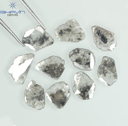 3.64 CT/10 Pcs Slice Shape Natural Diamond Salt And Pepper Color I3 Clarity (9.10 MM)