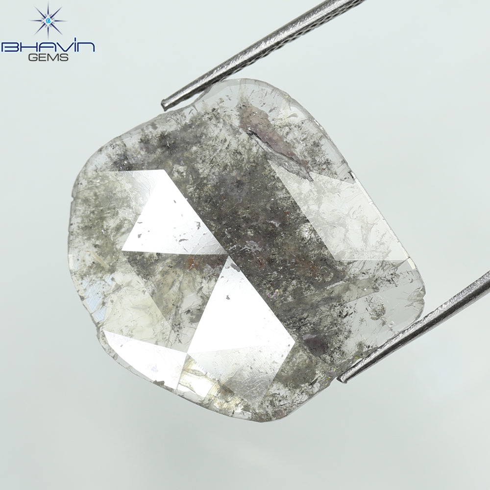 5.25 CT Slice Shape Natural Diamond Salt And Pepper Color I3 Clarity (18.23 MM)