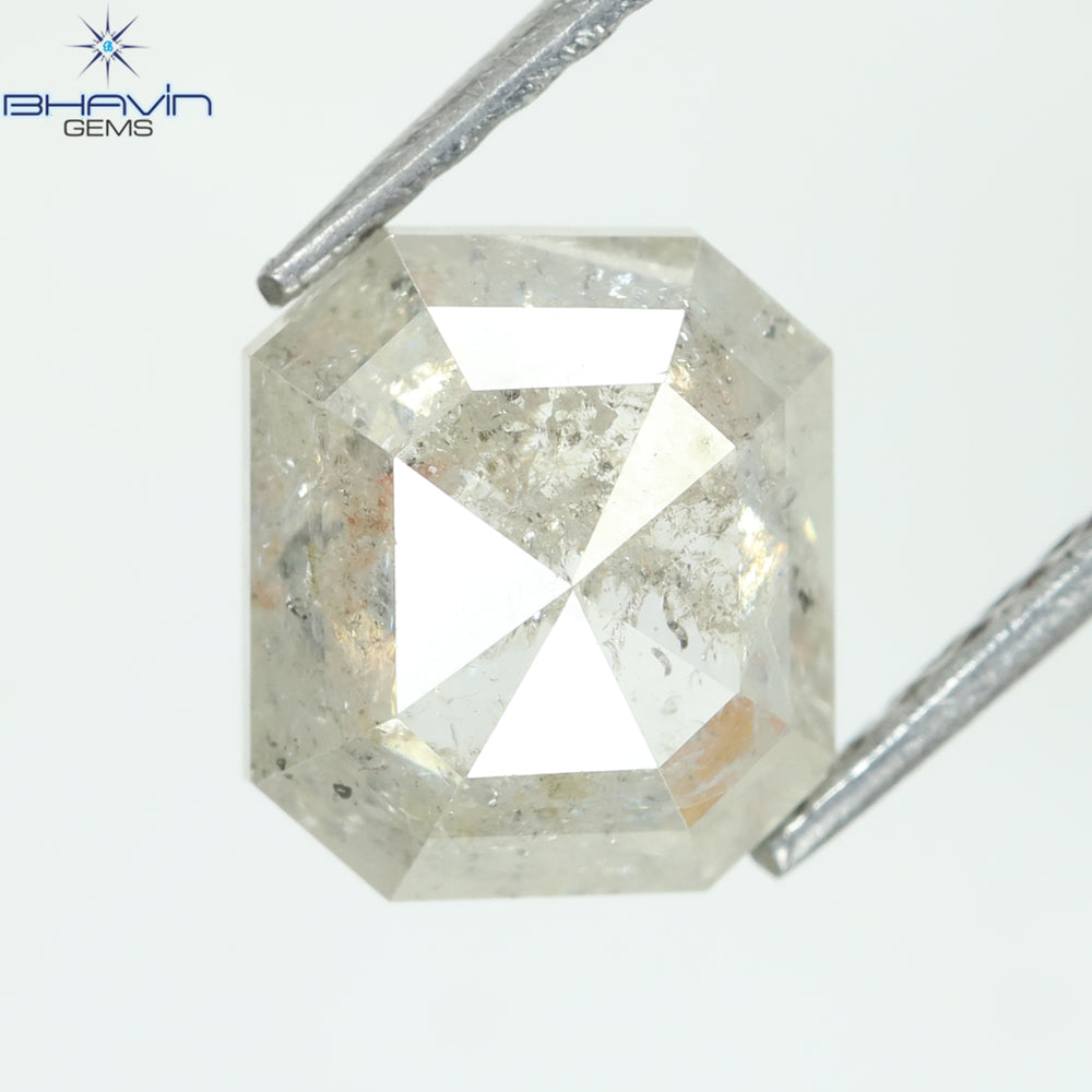 1.41 CT スクエア エメラルド ダイヤモンド ホワイト ソルト アンド ペッパー カラー クラリティ I3 (7.20 MM)