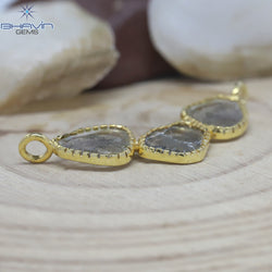Diamond Pendant, Slice Diamond, Salt And Pepper Diamond, Yellow Gold Pendant, Bridal Necklace, Pendant