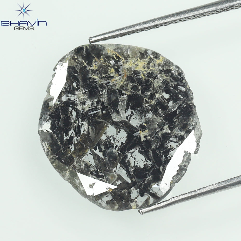 2.98 CT Slice Shape Natural Diamond Salt And Pepper Color I3 Clarity (16.00 MM)