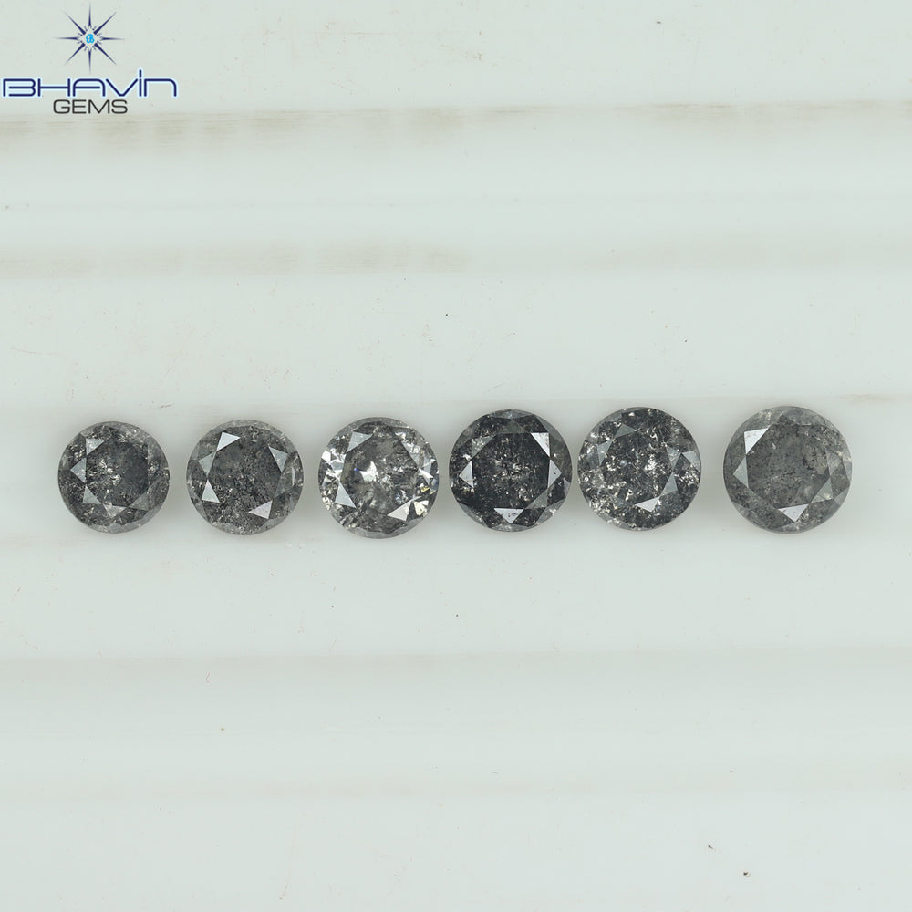 1.05 CT/6 Pcs Round Shape Natural Loose Diamond Salt And pepper Color I3 Clarity (3.64 MM)