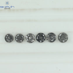 1.05 CT/6 Pcs Round Shape Natural Loose Diamond Salt And pepper Color I3 Clarity (3.64 MM)