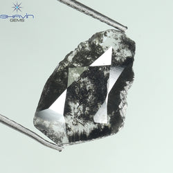 1.64 CT Slice Shape Natural Diamond Salt And Pepper Color I3 Clarity (13.10 MM)