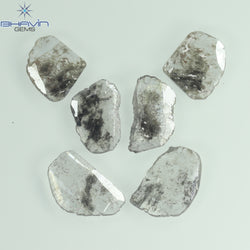 2.48 CT/6 Pcs Slice Shape Natural Diamond Salt And Pepper Color I3 Clarity (9.15 MM)