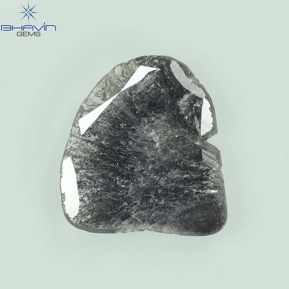 1.39 CT Slice Shape Natural Diamond Salt And Pepper Color I3 Clarity (10.77 MM)
