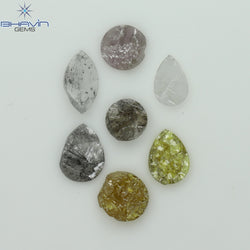 1.05 CT、ノーカット ポルキ シェイプ、天然ダイヤモンド、ブルー カラー、I3 クラリティ (5.42 MM)