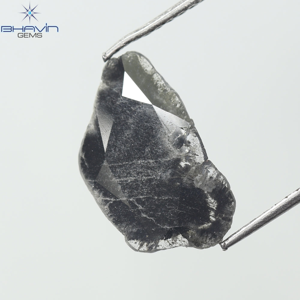1.34 CT Slice Shape Natural Diamond Salt And Pepper Color I3 Clarity (14.50 MM)