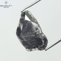 1.34 CT Slice Shape Natural Diamond Salt And Pepper Color I3 Clarity (14.50 MM)