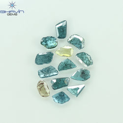 0.99 CT/13 Pcs Slice Shape Natural Diamond Blue Yellow Color I3 Clarity (4.73 MM)