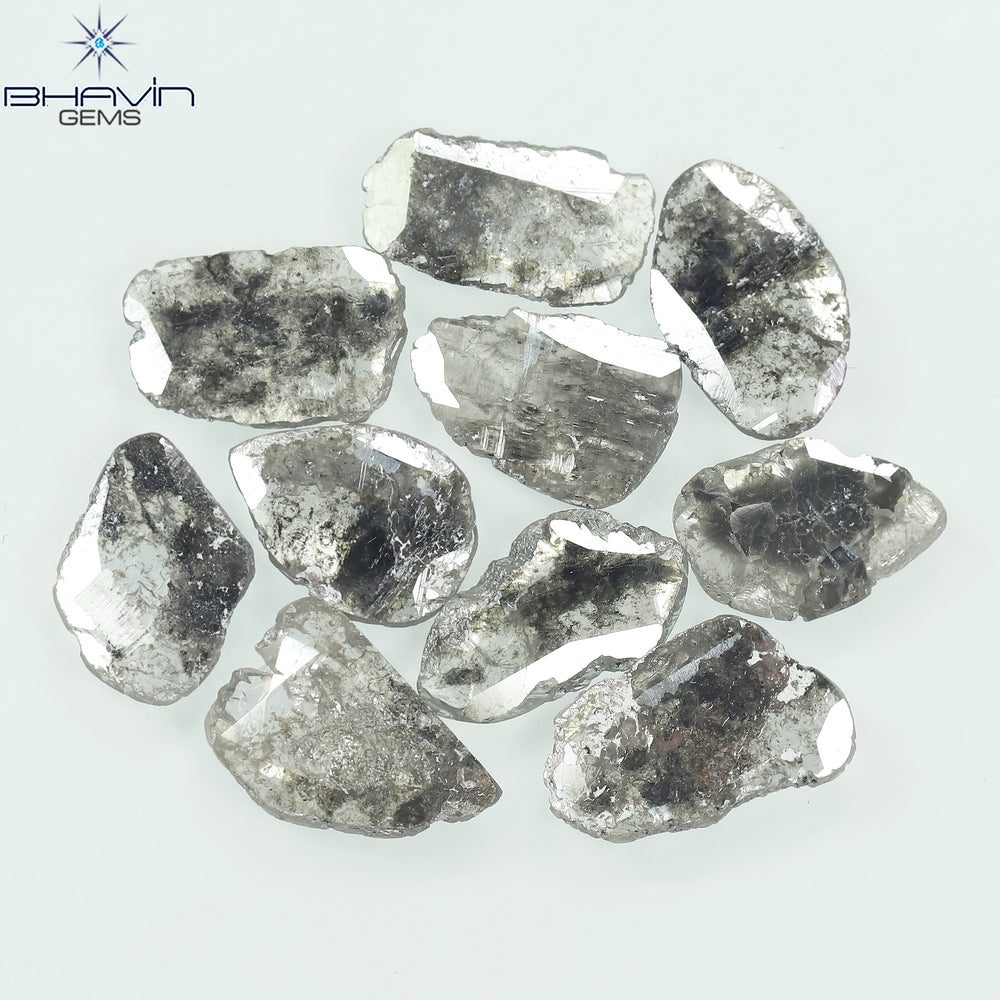 5.60 CT/10 Pcs Slice Diamond Salt And Pepper Color Clarity I3 (10.17 MM)