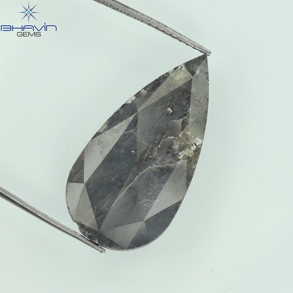 6.38 CT ペア スライス シェイプ ナチュラル ダイヤモンド グレー カラー I3 クラリティ (15.50 MM)