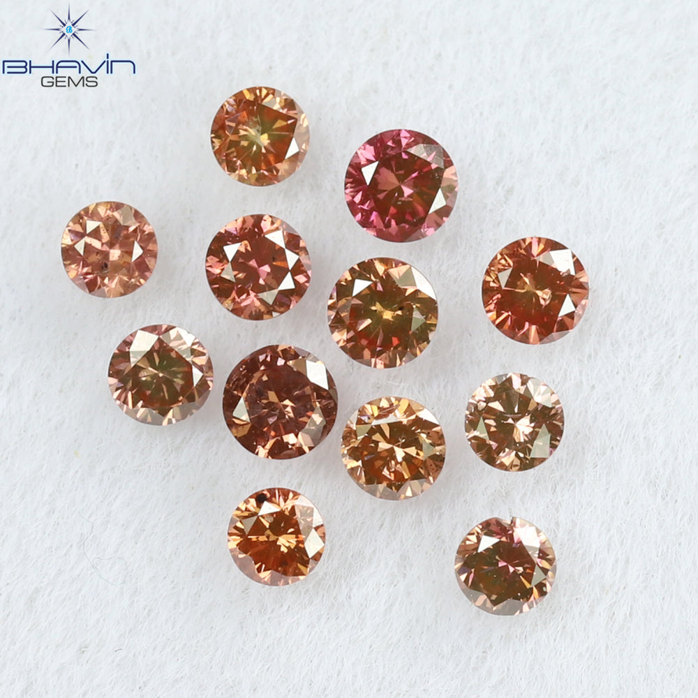 0.44 CT/12 ピース ラウンド シェイプ ナチュラル ルース ダイヤモンド ピンク カラー VS-SI クラリティ (2.25 MM)