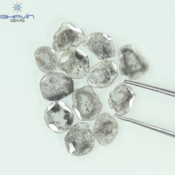 4.32 CT/12 Pcs Slice Shape Natural Diamond Salt And Pepper Color I3 Clarity (7.74 MM)