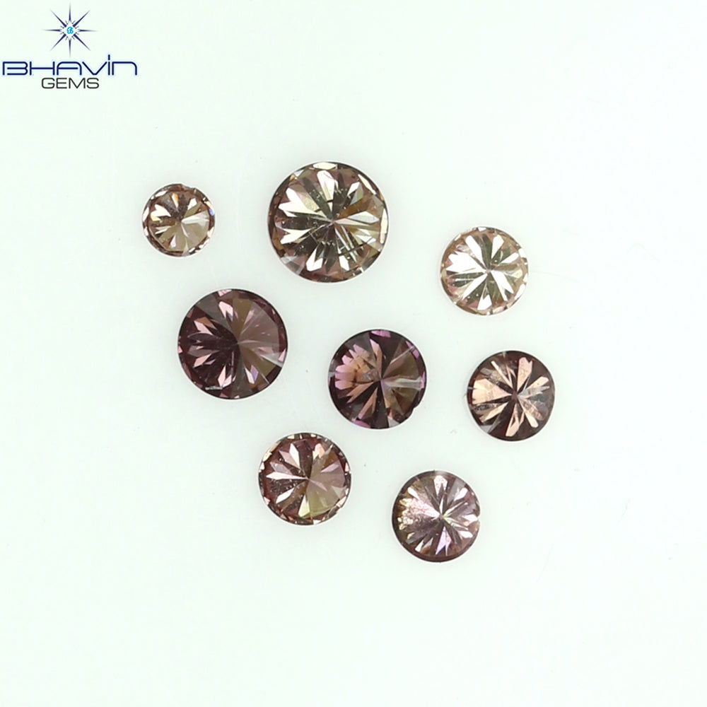 0.09 CT/8 ピース ラウンド シェイプ ナチュラル ルース ダイヤモンド ピンク カラー SI クラリティ (1.50 MM)