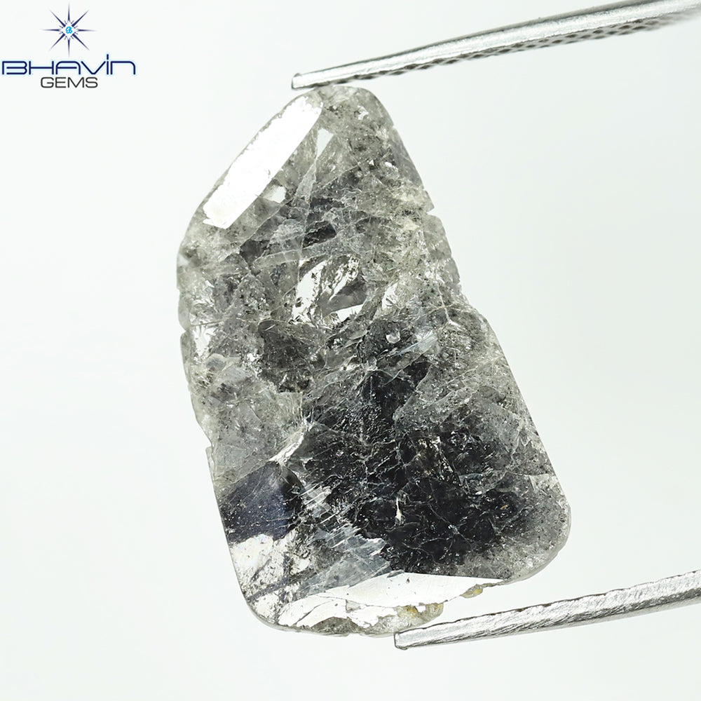 3.06 CT Slice Shape Natural Diamond Salt And Pepper Color I3 Clarity (17.50 MM)