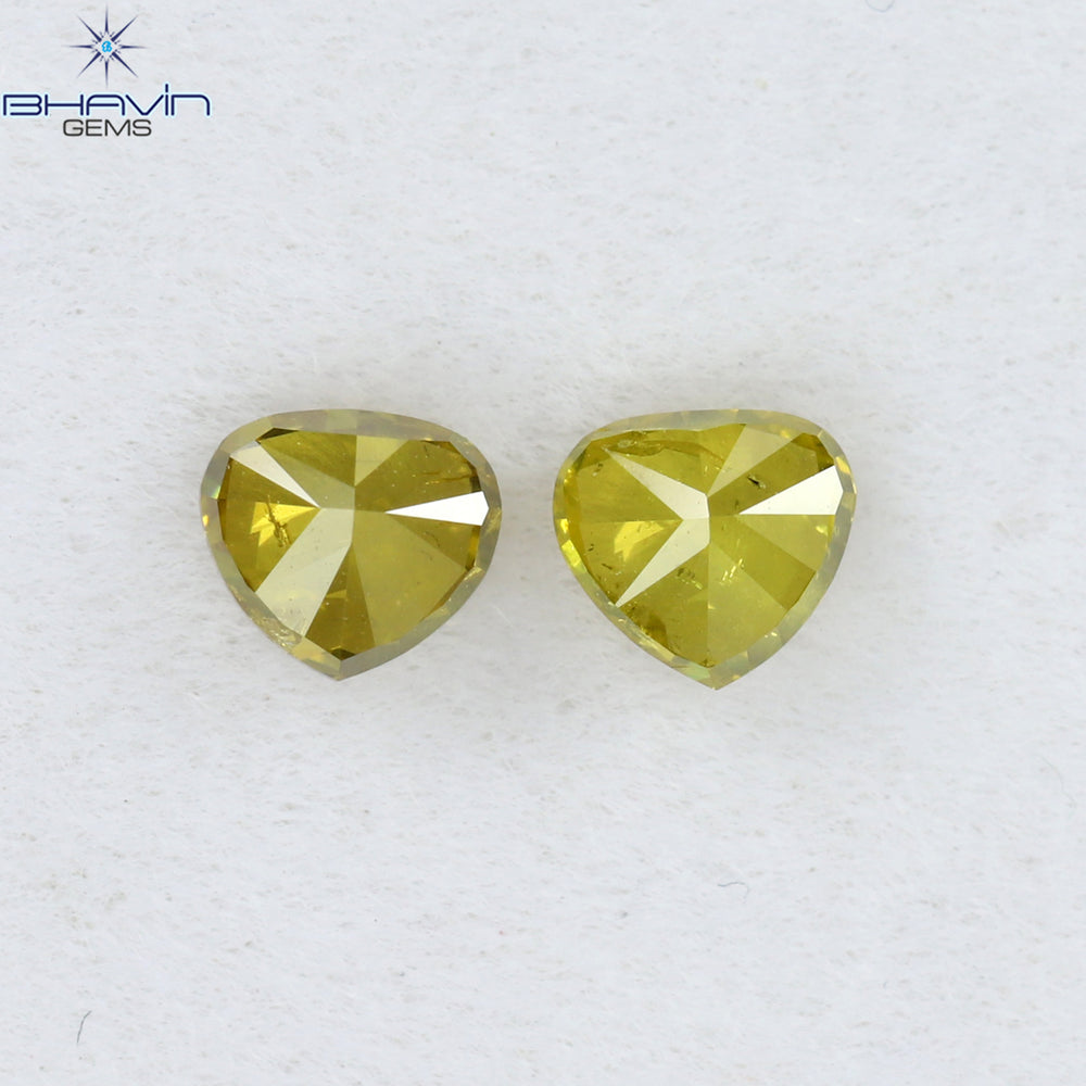 0.40 CT/2 Pcs Heart Shape Natural Loose Diamond Yellow Color SI2 Clarity (3.70 MM)
