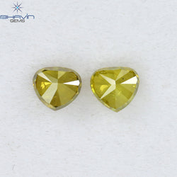 0.40 CT/2 Pcs Heart Shape Natural Loose Diamond Yellow Color SI2 Clarity (3.70 MM)