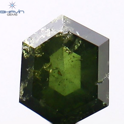 0.34 CT Hexagon Shape Natural Diamond Green Color I2 Clarity (4.56 MM)