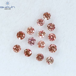 0.26 CT/14 ピース ラウンド シェイプ ナチュラル ルース ダイヤモンド ピンク カラー SI クラリティ (1.75 MM)