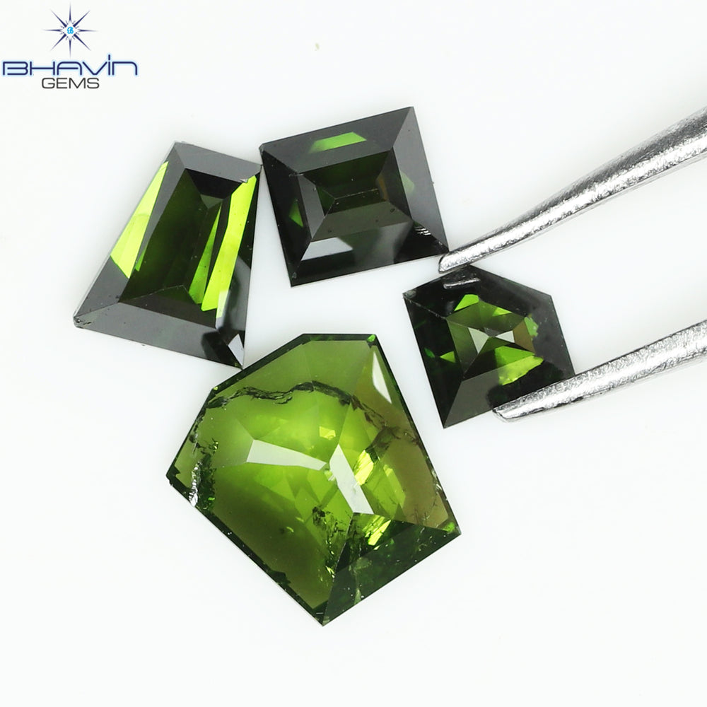 0.53 CT/4 Pcs, Mix Diamond, Green Color, SI2 Clarity