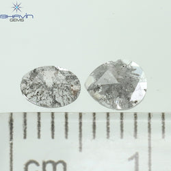 0.19 CT/2 Pcs Mix Slice Shape Natural Diamond Salt And Pepper Color I3 Clarity (4.58 MM)