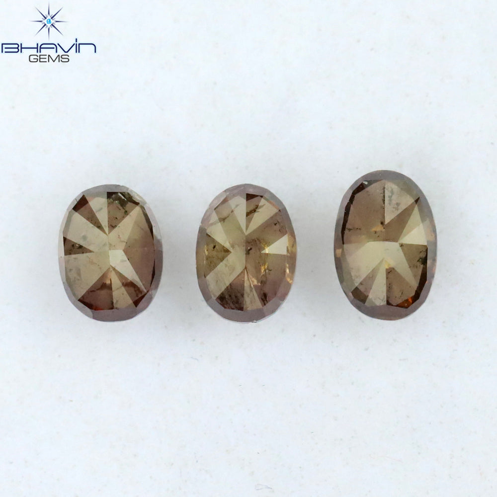 0.93 CT/3 Pcs Oval Shape Natural Diamond Pink Color I1 Clarity (5.05 MM)