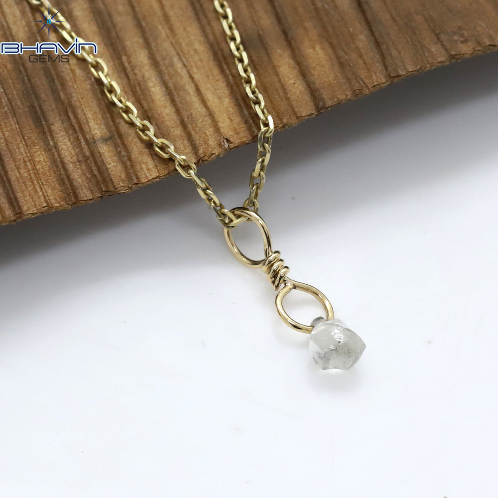 Diamond Pendant Rough Diamond White Gray Diamond Yellow Gold Pendant Bridal Necklace Pendant