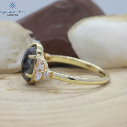 Oval Diamond Natural Diamond Ring Salt And Papper Diamond Gold Ring Engagement