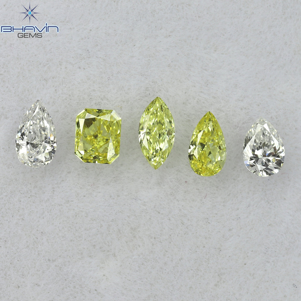 0.40 CT/5 Pcs Mix Shape Natural Diamond Pink-Yellow Color VS-SI Clarity (4.05 MM)