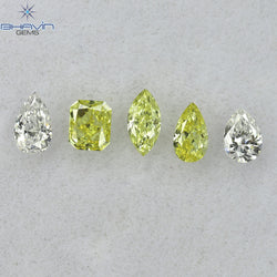 0.40 CT/5 Pcs Mix Shape Natural Diamond Pink-Yellow Color VS-SI Clarity (4.05 MM)