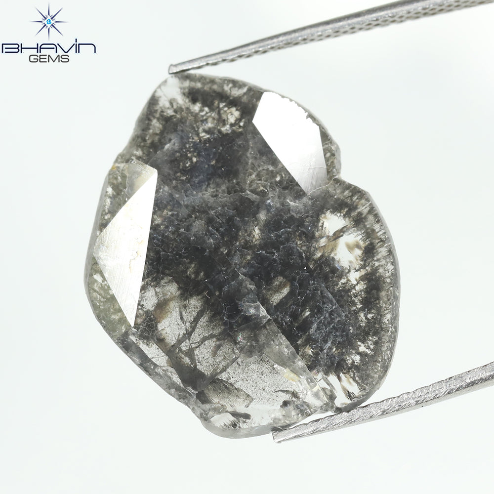 5.51 CT Slice Shape Natural Diamond Salt And Pepper Color I3 Clarity (20.03 MM)