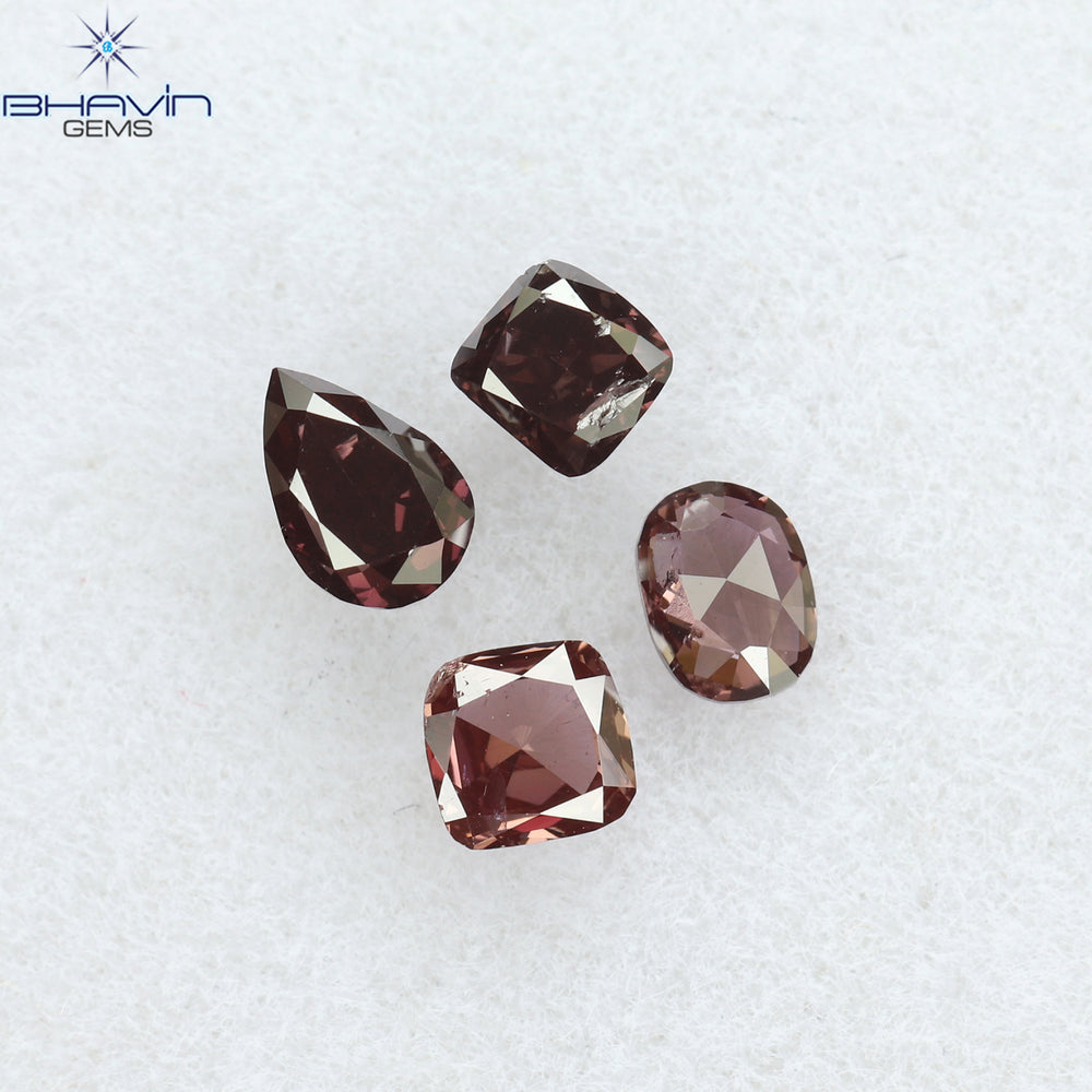 0.42 CT/4 Pcs Mix Shape Natural Diamond Pink Color SI Clarity (3.83 MM)