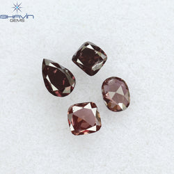 0.42 CT/4 Pcs Mix Shape Natural Diamond Pink Color SI Clarity (3.83 MM)