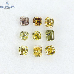0.81 CT/9 Pcs Radiant Shape Natural Diamond Mix Color VS2 Clarity (2.93 MM)