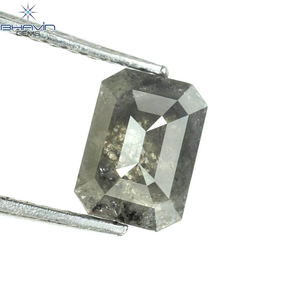 1.00 CT アッシャー シェイプ ナチュラル ダイヤモンド ソルト アンド ペッパー カラー I3 クラリティ (5.72 MM)
