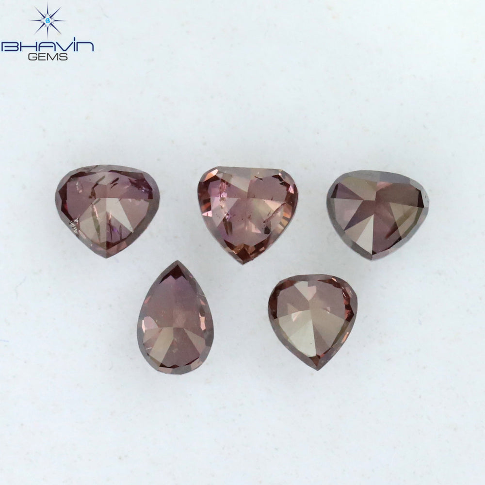 0.75 CT/5 Pcs Mix Shape Natural Diamond Pink Color SI2 Clarity (4.00 MM)