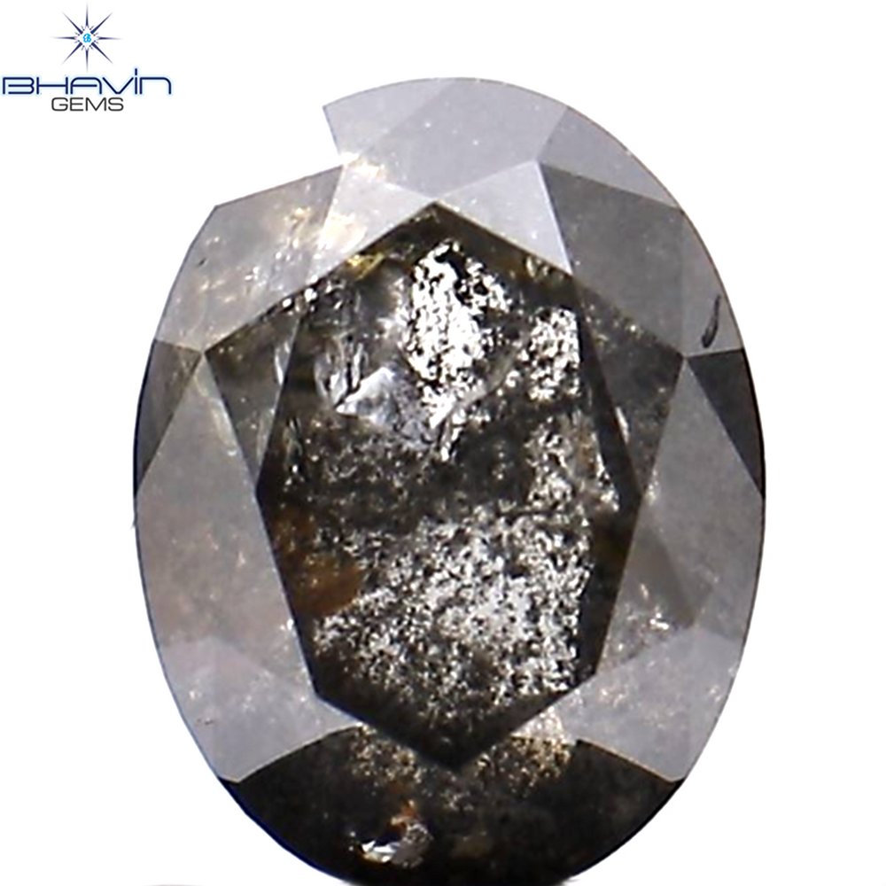 0.88 CT Oval Shape Natural Diamond Salt And Pepper Color I3 Clarity (6.28 MM)