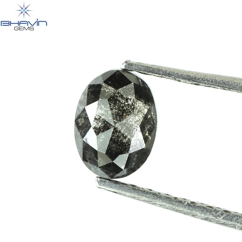 0.50 CT Oval Shape Natural Diamond Salt And Pepper Color I3 Clarity (5.56 MM)