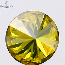 0.14 CT Round Shape Natural Diamond Green Yellow Color VS2 Clarity (3.28 MM)