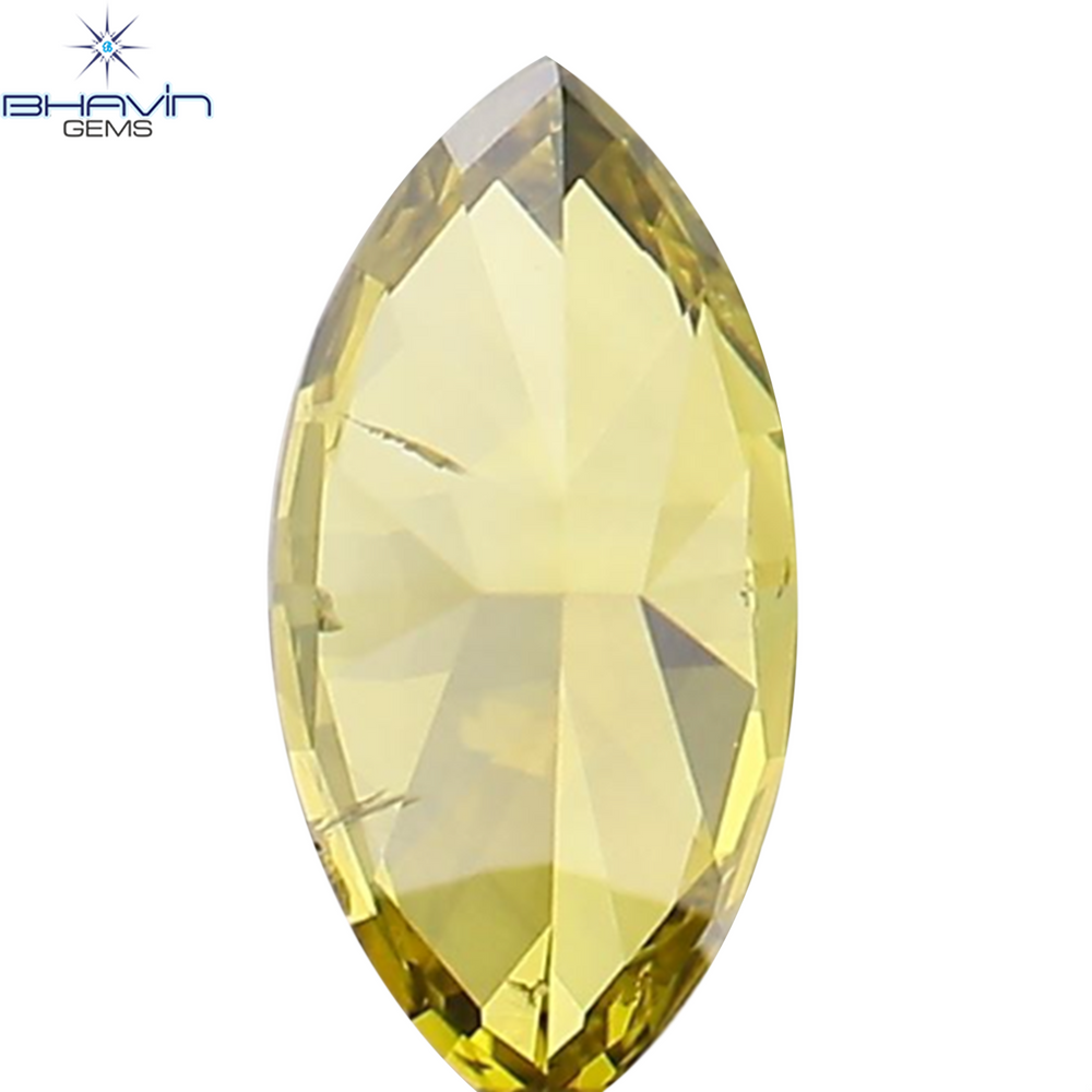 0.29 CT Marquise Shape Natural Diamond Enhanced Yellow Color SI1 Clarity (6.12 MM)
