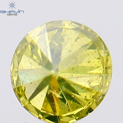0.15 CT Round Shape Natural Diamond Green Yellow Color SI2 Clarity (3.33 MM)