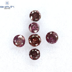 0.26 CT/6 Pcs Round Shape Natural Loose Diamond Pink Color I1 Clarity (2.25 MM)